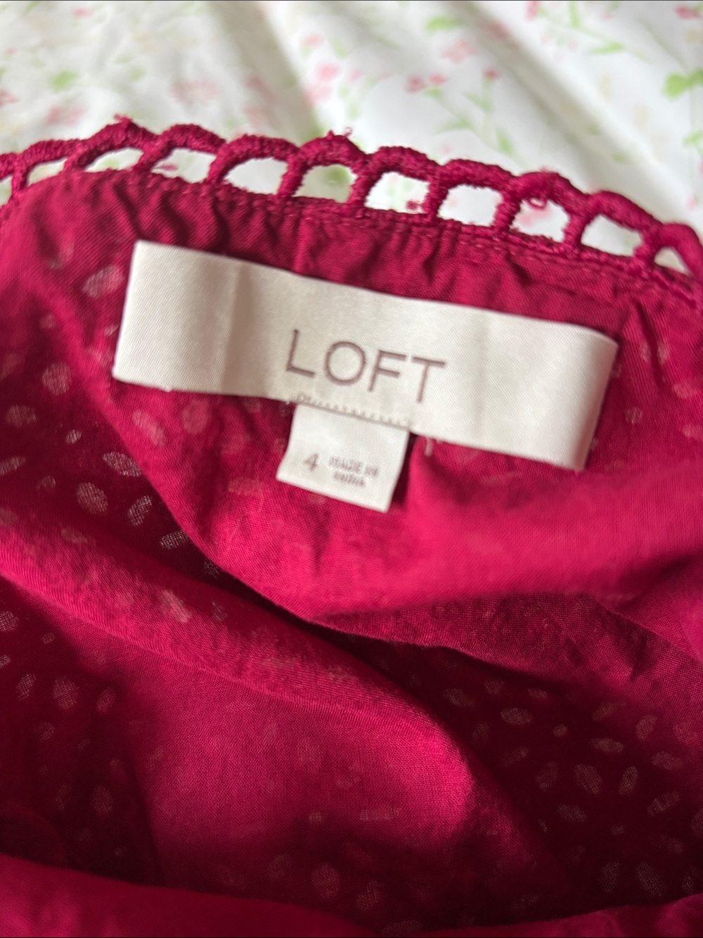 LOFT Raspberry Eyelet Midi Dress - Picture 2 of 3